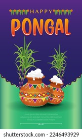 Happy Pongal Greetings. Its also celebrated as Sankranti  Makar Sankranti in South Indian states. Indian Harvest festival. 