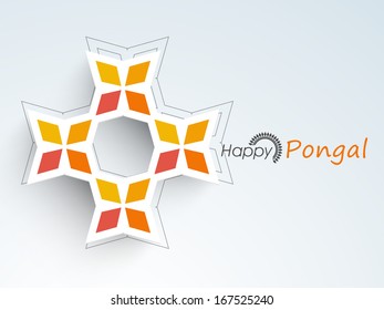 Happy Pongal, harvest festival celebration in South India background with beautiful floral decorated design.