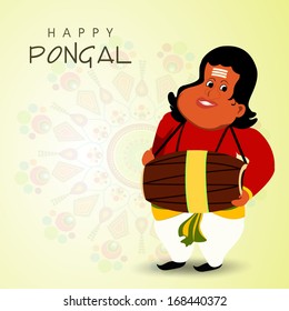 Happy Pongal, harvest festival celebration in South India background. 