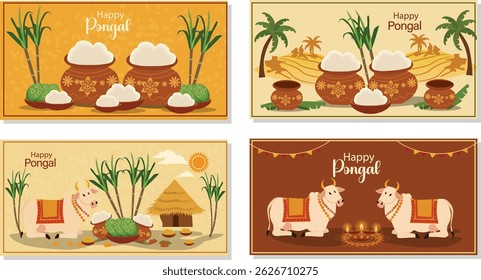 Happy Pongal Harvest Festival Vector Collection