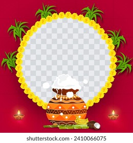 Happy Pongal holiday festival of India background design template.