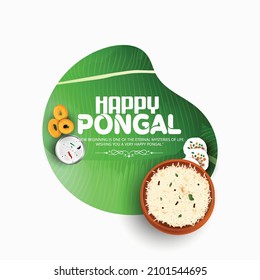 Happy Pongal Holiday Harvest Festival of Tamil Nadu South India 