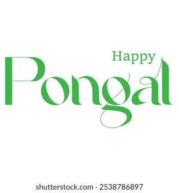 Happy Pongal Holiday Harvest Festival of Tamil Nadu South India. Hand lettering typography, modern brush ink calligraphy. Vector illustration for greeting card, poster, banner, social media post