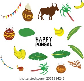 ilustração vetorial do festival da índia de pongal feliz. Bom para banner, cartaz, cartão comemorativo, cartão de festa, convite, modelo, publicidade, folhetos, folhetos e benners de anúncios e mídias sociais
