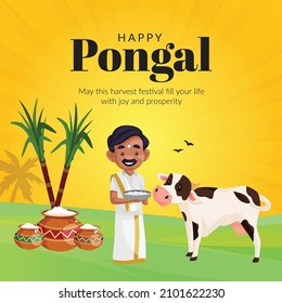 Happy pongal indian festival banner design template