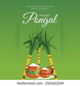 Happy pongal indian festival banner design template.