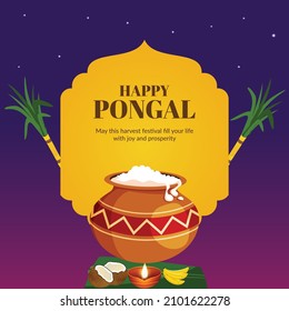 Happy pongal indian festival banner design template. 