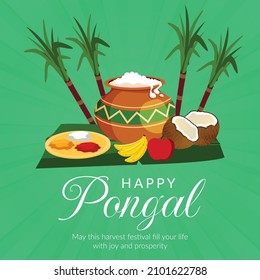 Happy pongal indian festival banner design template. 
