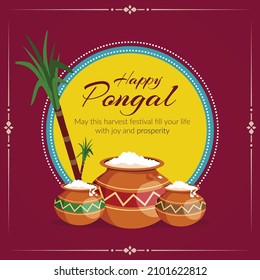 Happy pongal indian festival banner design template. 
