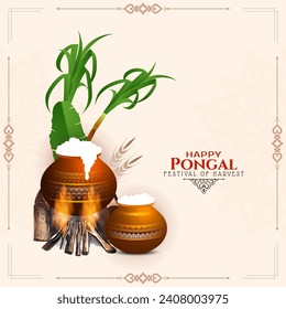 Happy Pongal Indian festival celebration greeting card design vector