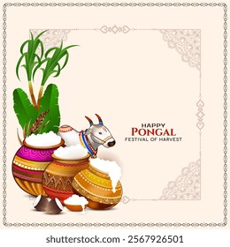 Happy Pongal Indian harvest festival celebration background vector
