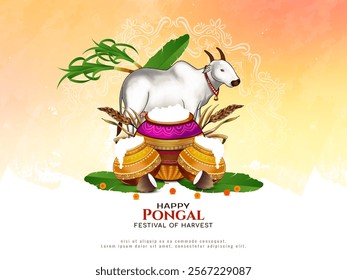 Happy Pongal Indian traditional crop festival background vector