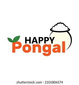 Happy Pongal lettering text design on white background. vector illustration