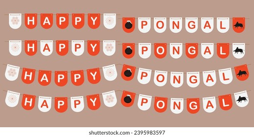 Happy pongal paper bunting flags toran set.
