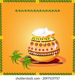 Happy Pongal religious festival of South India celebration background 