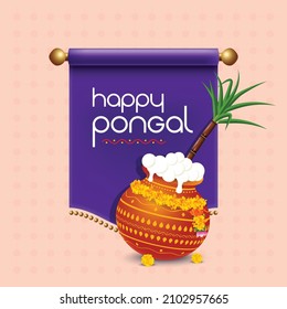 Happy Pongal religious festival of South India celebration background scroll