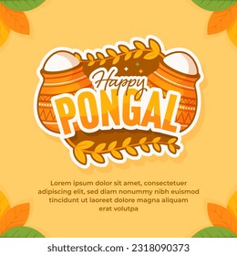 Happy Pongal religious festival of South India celebration. Vector illustration