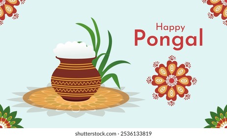 Happy Pongal religious festival of South India celebration background Illustration