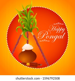 Happy Pongal religious holiday background for harvesting festival of India in vector