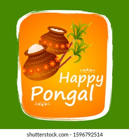 Happy Pongal religious holiday background for harvesting festival of India in vector