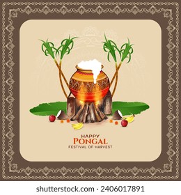 Happy Pongal religious south Indian festival background design vector
