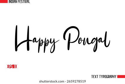 Diseño de texto de tipografía cursiva con estilo pongal feliz