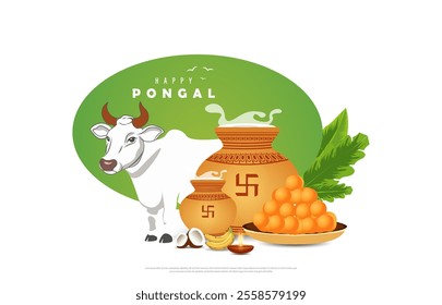 Happy Pongal, Pongal is a Tamil harvest festival, vector illustration