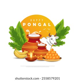 Happy Pongal, Pongal is a Tamil harvest festival, vector illustration