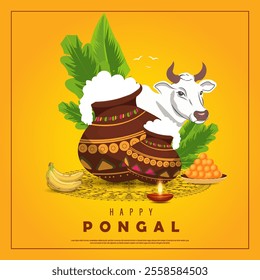 Happy Pongal, Pongal is a Tamil harvest festival, vector illustration