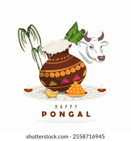 Happy Pongal, Pongal is a Tamil harvest festival, vector illustration