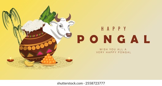 Happy Pongal, Pongal is a Tamil harvest festival, vector illustration