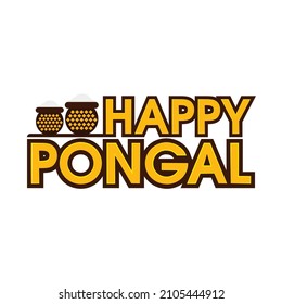Happy Pongal text lettering with white background. Vector illustration