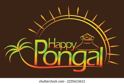 Happy Pongal Text Typography Vector Illustration