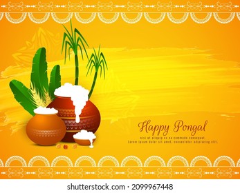 Happy pongal traditional festival celebration background design vector