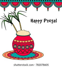 Happy Pongal wishes or greeting background design.