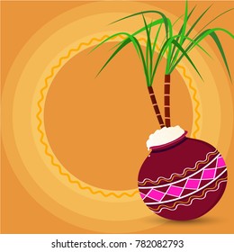 Happy Pongal wishes or greeting background design.