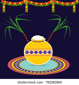 Happy Pongal wishes or greeting background design.