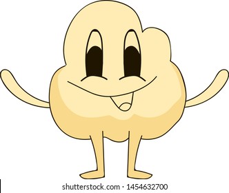 Happy popcorn, illustration, vector on white background.