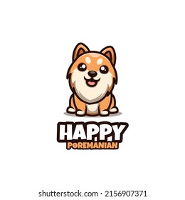 Happy Poremanian Cute Creative Cartoon Mascot Logo