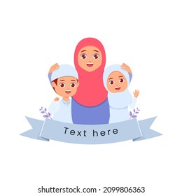 Happy portrait of mother and her two children