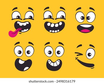 Happy positive emotions cartoon characters isolated set. Vector flat graphic design element illustration