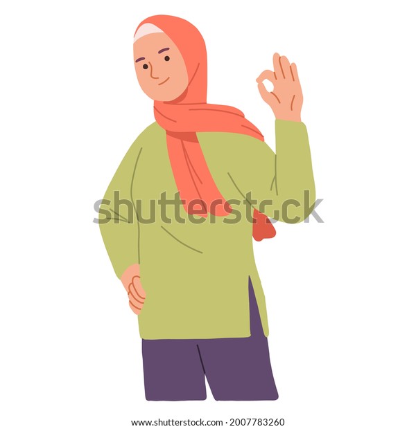 happy positive emotions expression gestures hijab\
muslim women girl ok\
finger