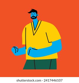 Happy positive Man gesturing with hands, fingers. Love, support, solidarity, ok expressions. Flat graphic vector illustration isolated