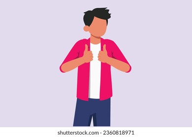 Happy positive people with hands, fingers. Love, support, solidarity, ok expressions concept. Colored flat vector illustration isolated. 