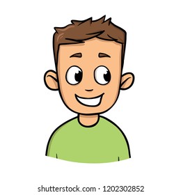 Happy positive young guy. Colorful flat vector illustration. Isolated on white background.