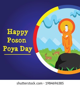 Happy Poson Poya Day vector illustration