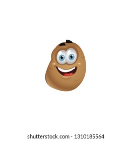 happy potato cartoon character icon on white background