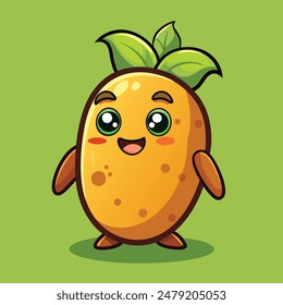 Feliz Potato Icon Illustration Vector de dibujos animados