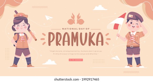 Happy Pramuka Day bedeutet Scoupon-Banner-Design