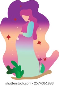 Happy pregnancy pretty pregnant woman, Pregnant Women Illustrations Vector